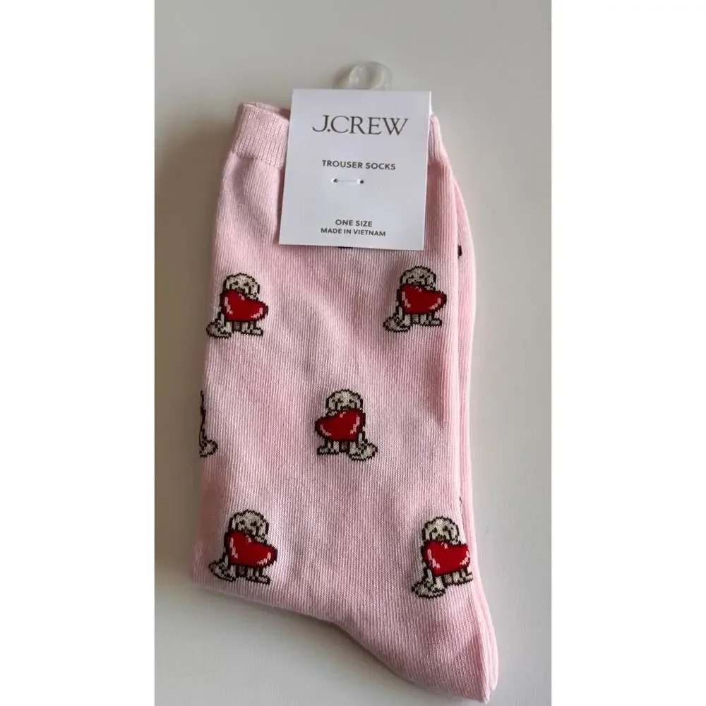 J.Crew Women's Puppy  Hearts Crew Style Socks NWT